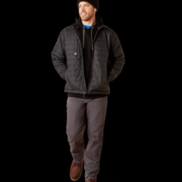 Men's Ariat Rebar Black Cordura Ripstop Lightweight Insulated Jacket - Picture 3 of 4